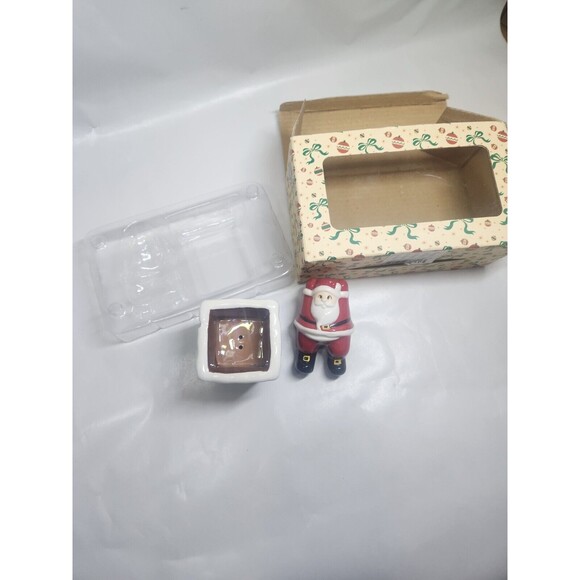 Santa Salt and Pepper  Tinsel Town Santa In Chimney Ceramic Set 180 Degrees - Picture 5 of 13